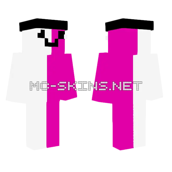 White X Pink Color Combo Minecraft skin, front and back