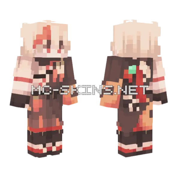 Wind and Cloud Kazuha Minecraft skin, front and back