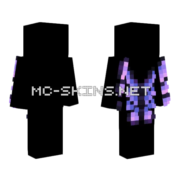 Wings Dark Fade Pastel Purple Pink Minecraft skin, front and back