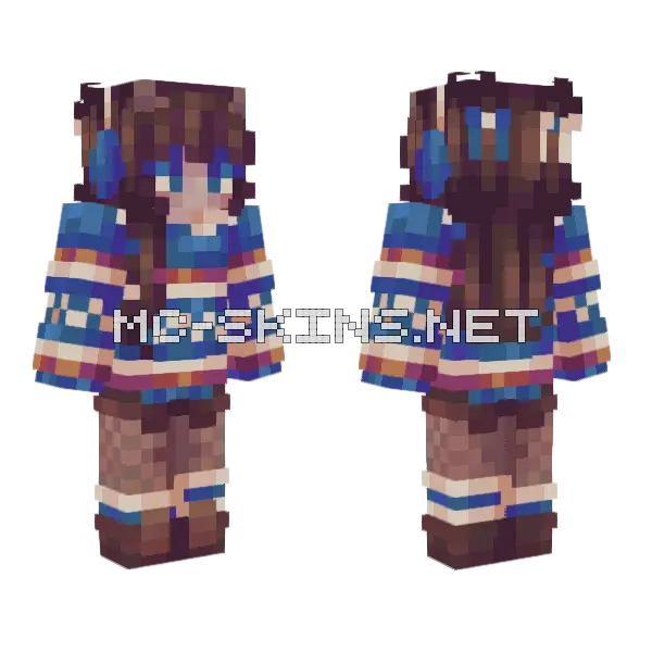 Winter Break Girl Minecraft skin, front and back