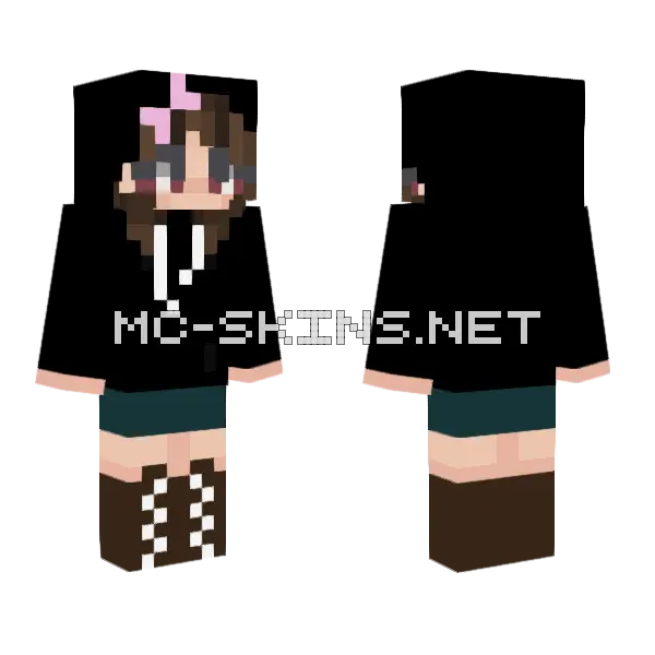 Winter Hoodie Girl Minecraft skin, front and back