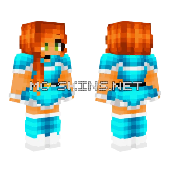 Winter Icy Blue Minecraft skin, front and back