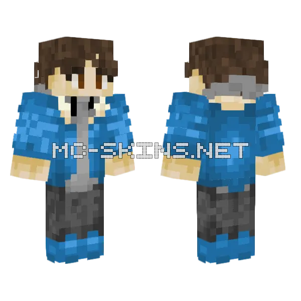 Winter Jacket Boy Minecraft skin, front and back