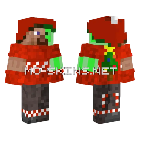 Winter Slime Steve Minecraft skin, front and back