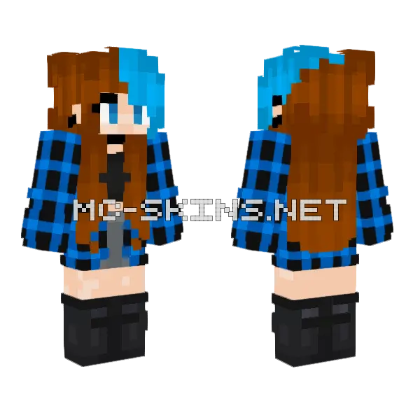 Wintma Blue Flannel Minecraft skin, front and back