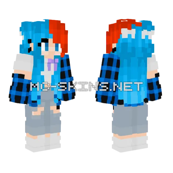 Wintma Blue Hair Minecraft skin, front and back