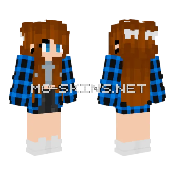 Wintma Blue Plaid Minecraft skin, front and back