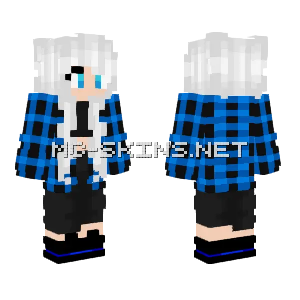 Wintma Blue Plaid Minecraft skin, front and back
