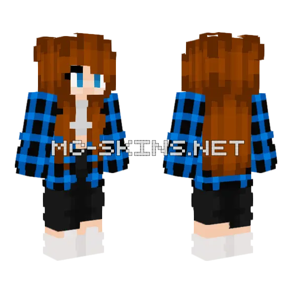 Wintma Blue Plaid Minecraft skin, front and back