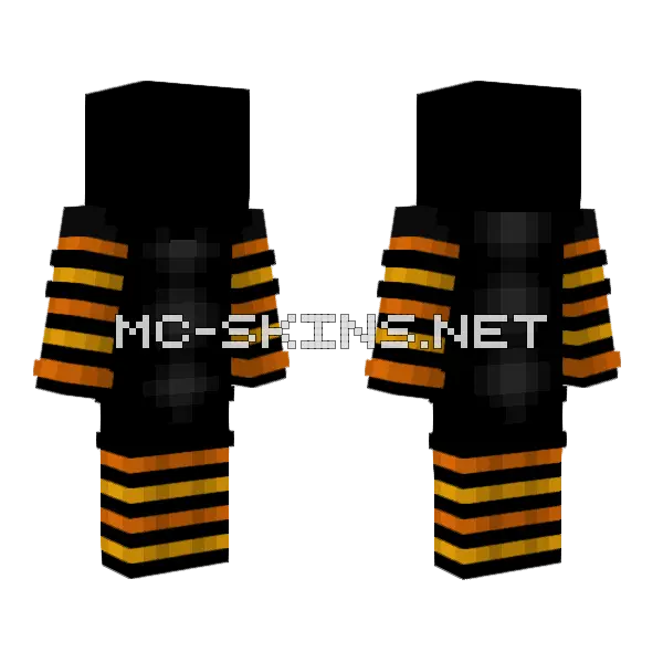 Witch Black Orange Yellow Minecraft skin, front and back