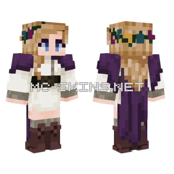 Witch With Flowers Minecraft skin, front and back