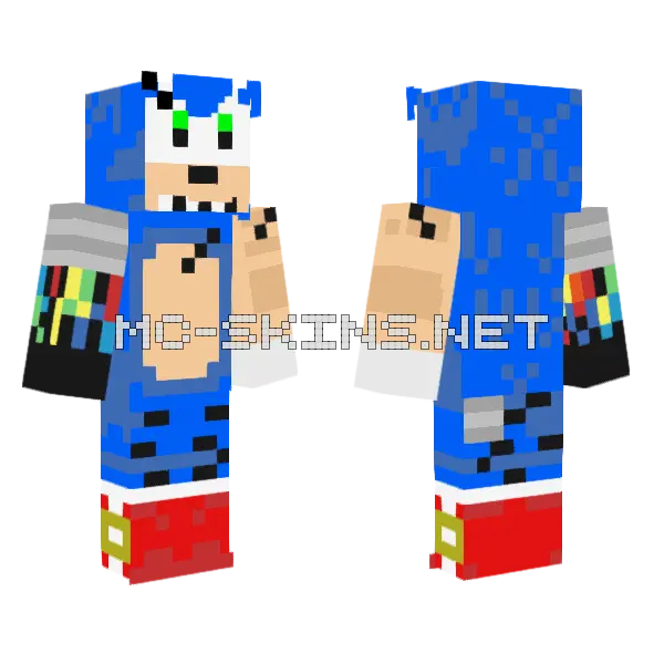 Withered Animatronic Sonic Minecraft skin, front and back