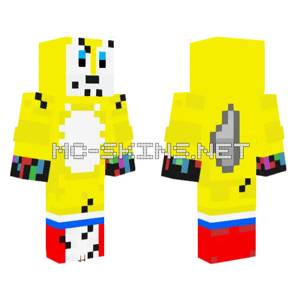 Withered Animatronic Tails Minecraft skin, front and back