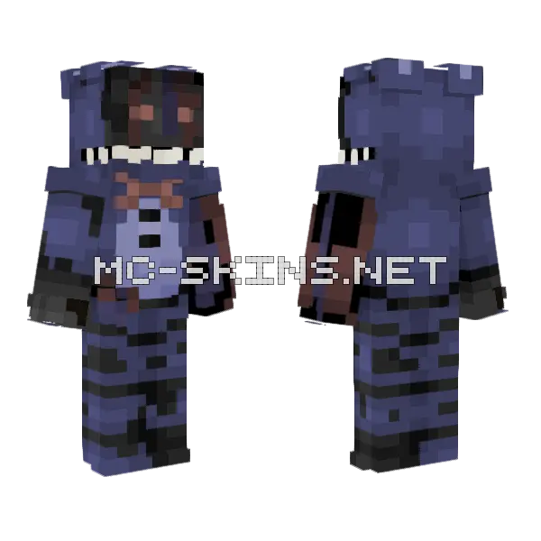 Withered Bonnie Minecraft skin, front and back