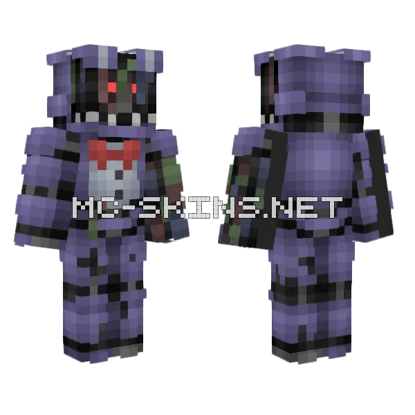 Withered Bonnie Minecraft skin, front and back