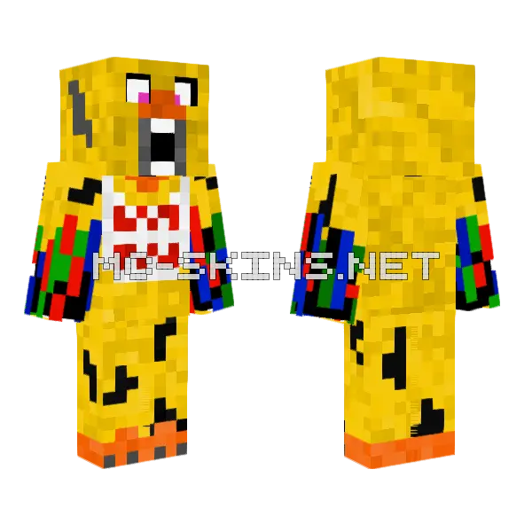 Withered Chica Minecraft skin, front and back