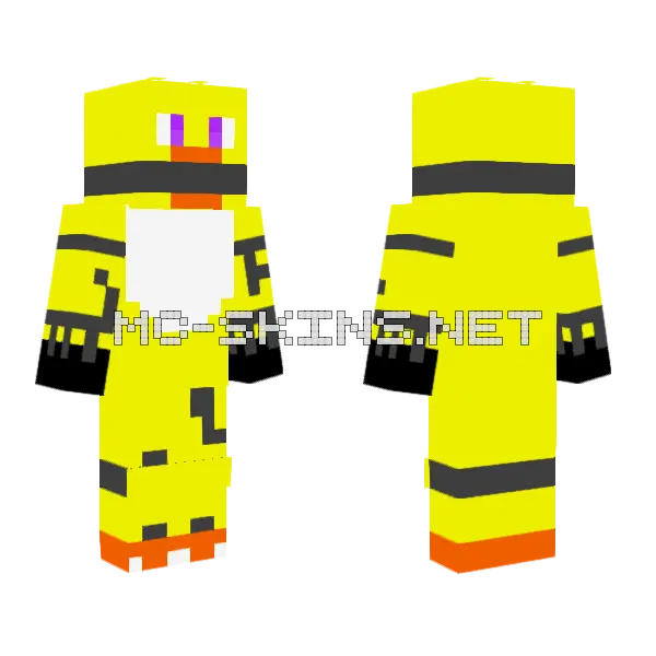 Withered Chica Minecraft skin, front and back