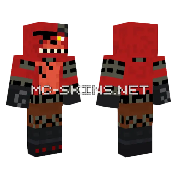 Withered Foxy Minecraft skin, front and back