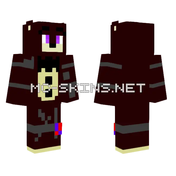Withered Freddy Fazbear Minecraft skin, front and back