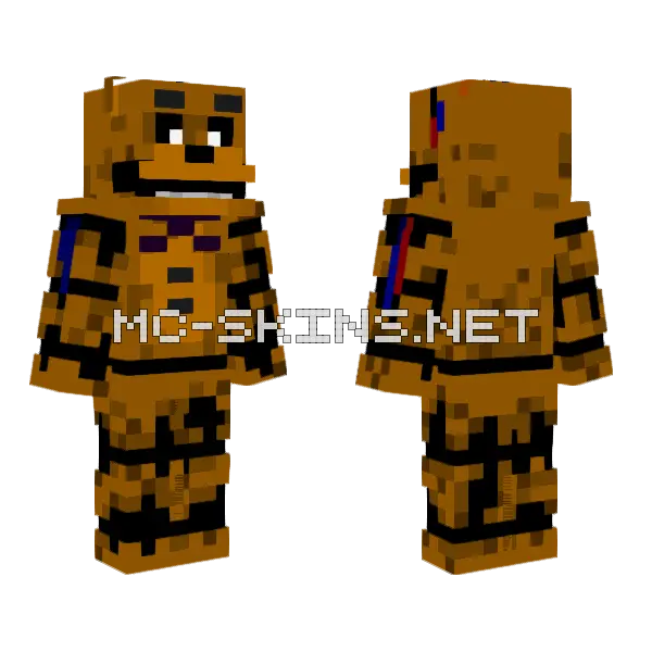 Withered Golden Freddy Minecraft skin, front and back