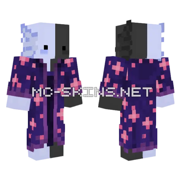Wizard Axolotl Minecraft skin, front and back