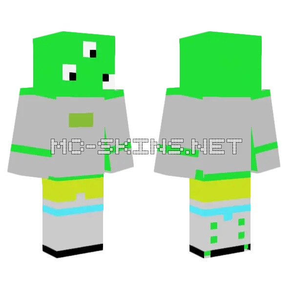 Wobbly Life Alien Minecraft skin, front and back
