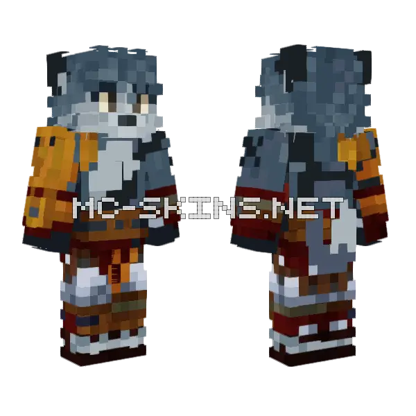 Wolf Kratos Ozzy Sunny Minecraft skin, front and back