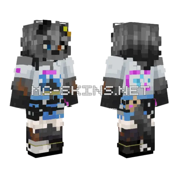 Wolfie Fortnite No Glasses Minecraft skin, front and back
