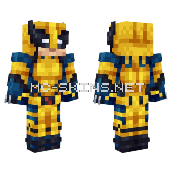 Wolverine Deadpool 3 Minecraft skin, front and back