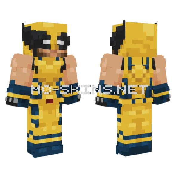 Wolverine No Sleeves Deadpool Minecraft skin, front and back