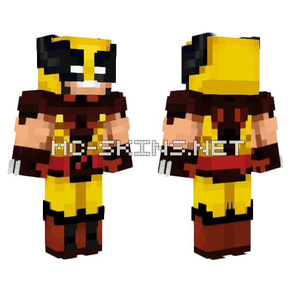 Wolverine X-Men 97 Minecraft skin, front and back