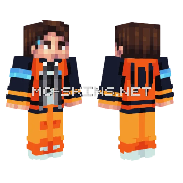 Woobur Orange Jacket Minecraft skin, front and back