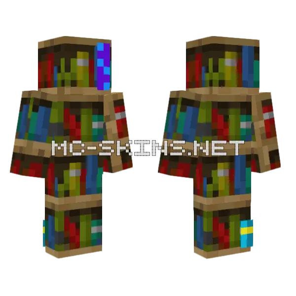 Wooden Bookshelf Minecraft skin, front and back