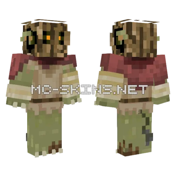 Wooden Goblin Extra Shading Minecraft skin, front and back