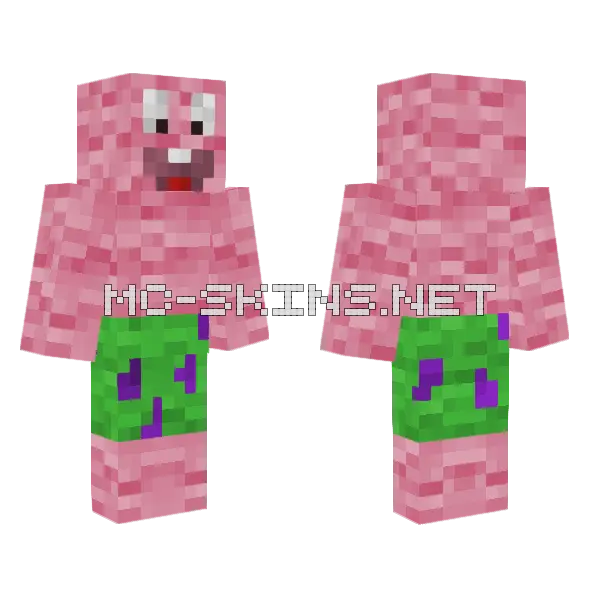Wooly Patrick Star Minecraft skin, front and back