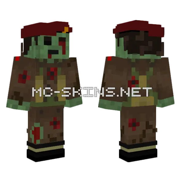 WW2 Undead British Commando Minecraft skin, front and back