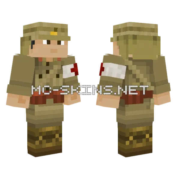 WWII Japanese Infantry Medic Minecraft skin, front and back