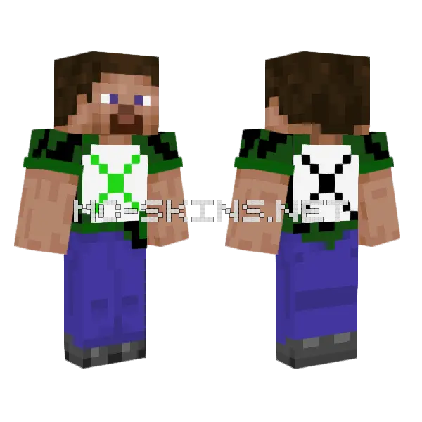 Xbox Steve Minecraft skin, front and back