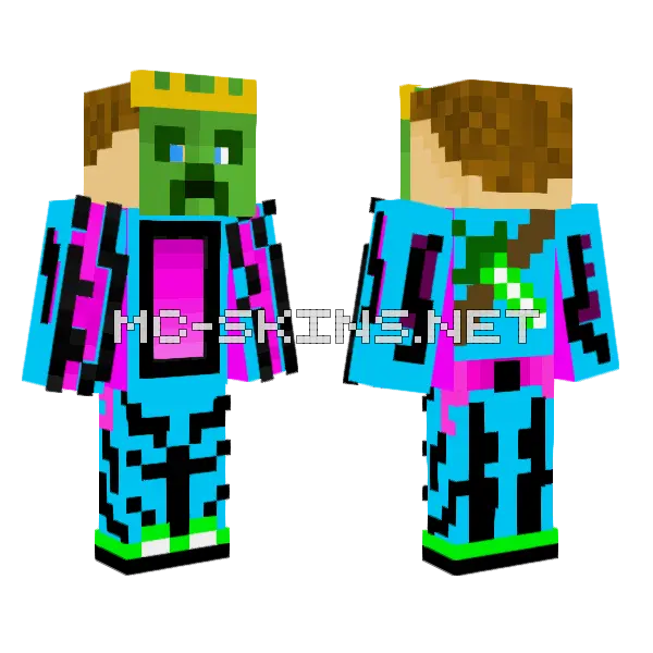 Xcreeper With Crown Minecraft skin, front and back
