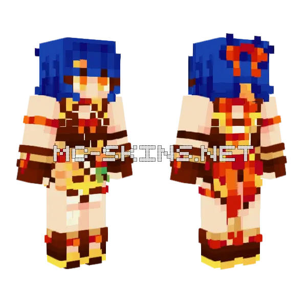 Xiangling Genshin Impact Minecraft skin, front and back