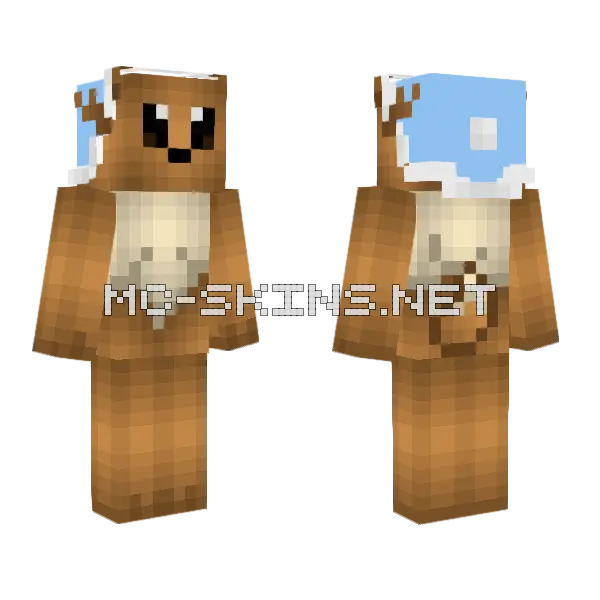 Xmas Eevee Blue Hat Minecraft skin, front and back