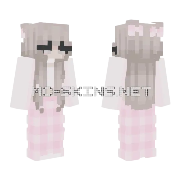 Xoxo Pink Pajamas Minecraft skin, front and back