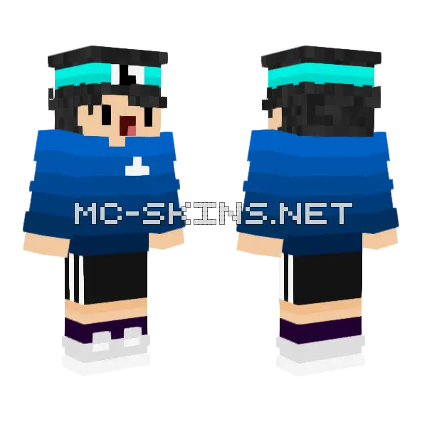 Yandere Blue Outfit Minecraft skin, front and back