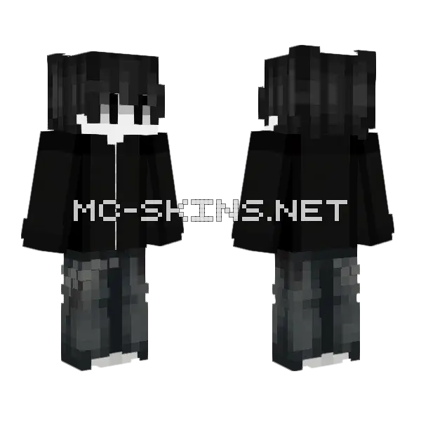 Yaso Black Outfit Minecraft skin, front and back