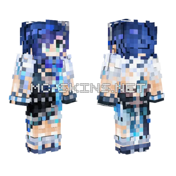 Yelan Tranquil Banquet Genshin Impact Minecraft skin, front and back