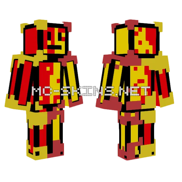 Yellow and Red Minecraft skin, front and back