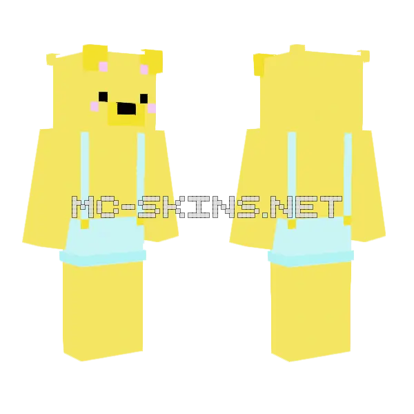 Yellow Bear Skin Minecraft skin, front and back