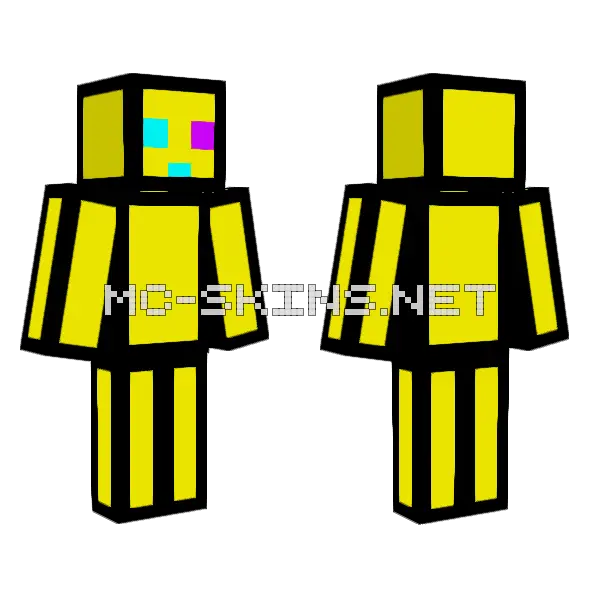 Yellow Bee Outfit Minecraft skin, front and back