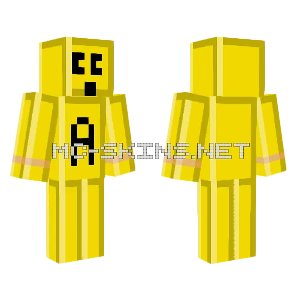 Yellow Blocky Character Minecraft skin, front and back