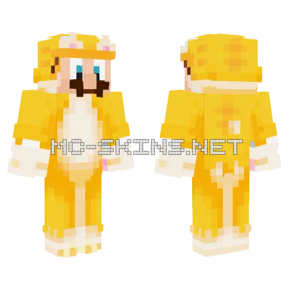Yellow Cat Suit Minecraft skin, front and back